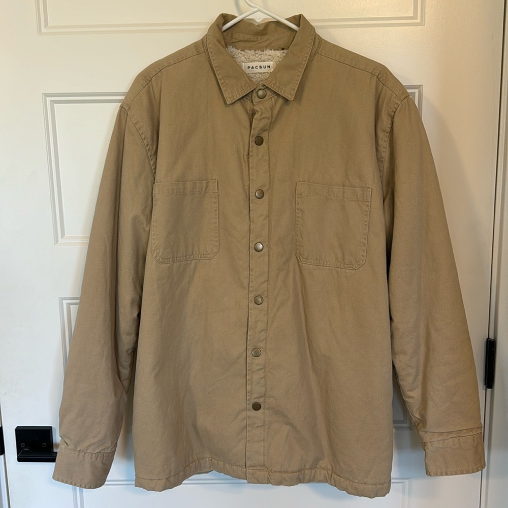 Mens Pacsun Sherpa Jacket, Size Medium, Tan